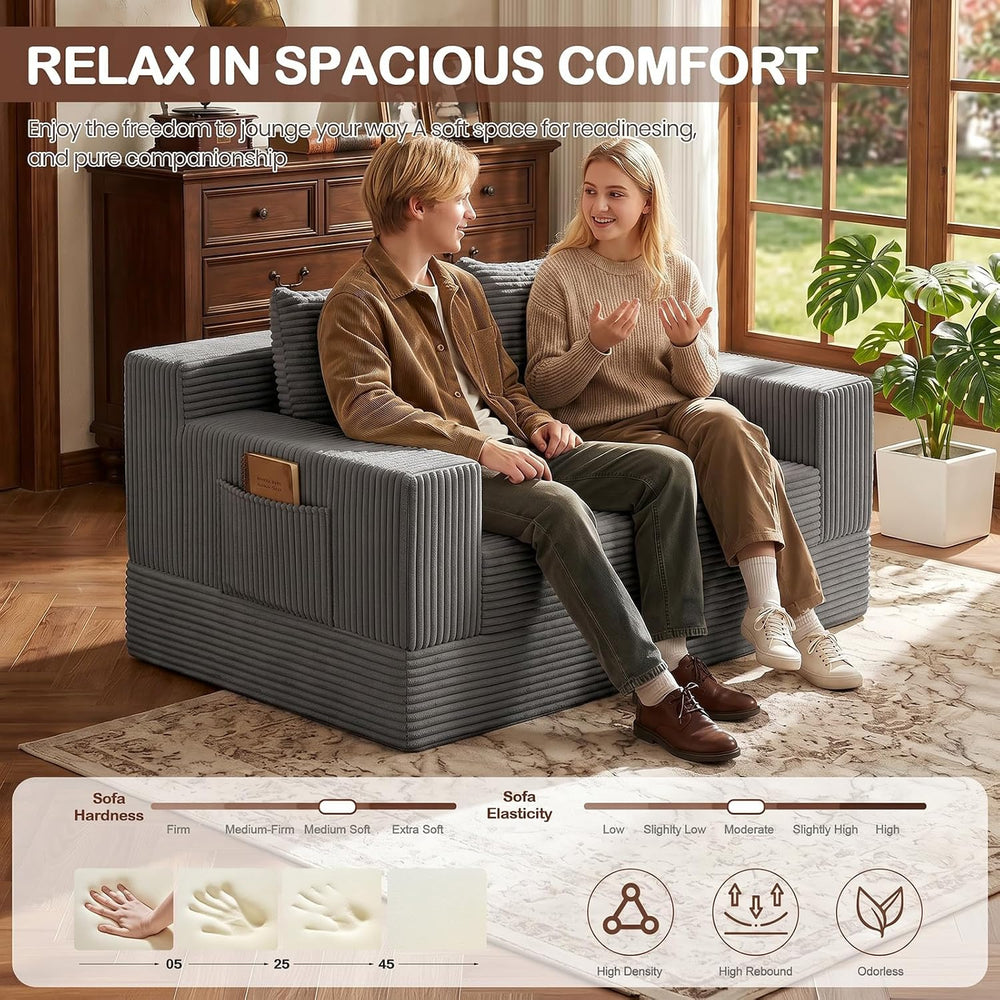 Boneless Loveseat Folding Sofa Bed, Foldable Floor Futon Sleeper Couch Bed - ...