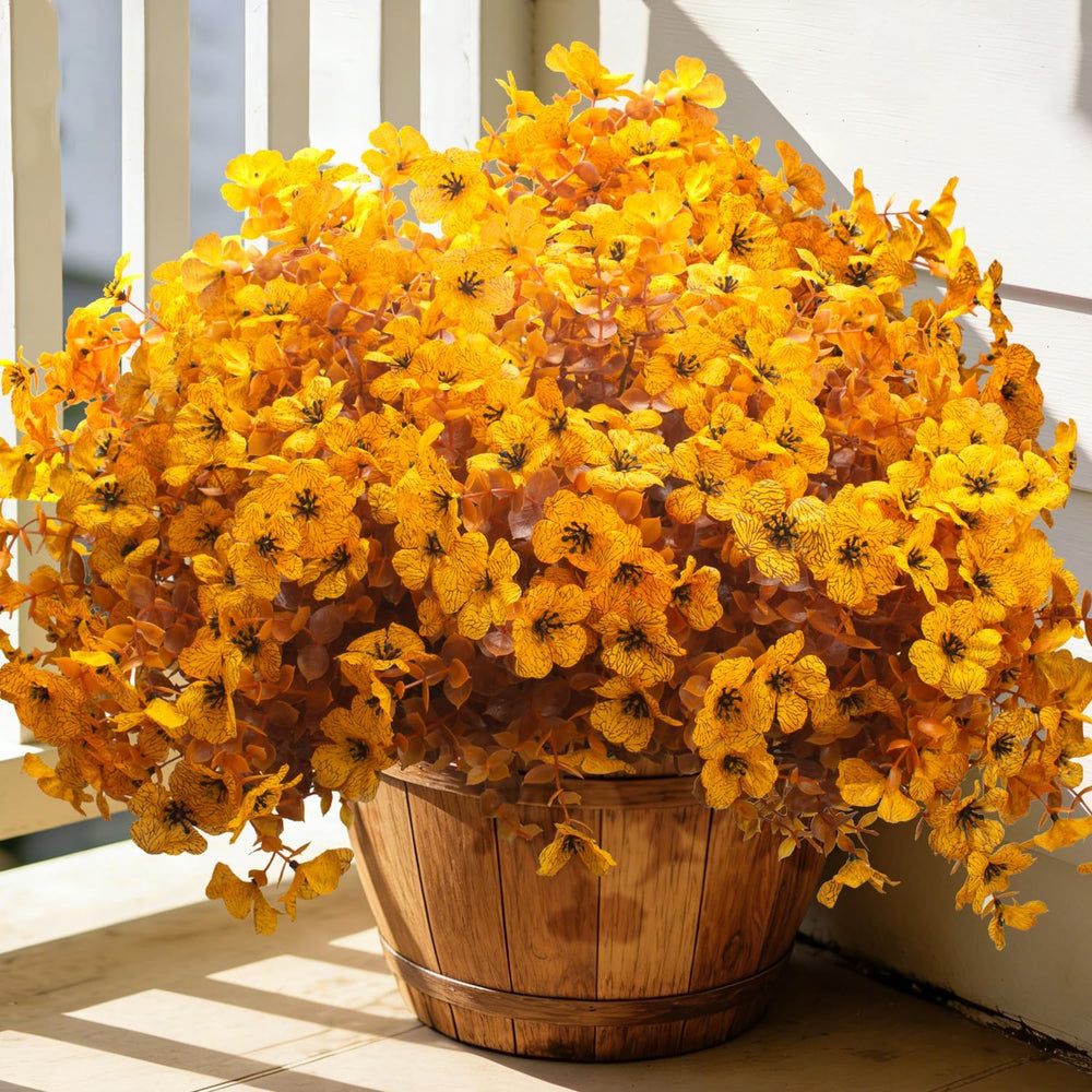 Grunyia 20 Bundles Artificial Outdoors Flowers (Fall Yellow)
