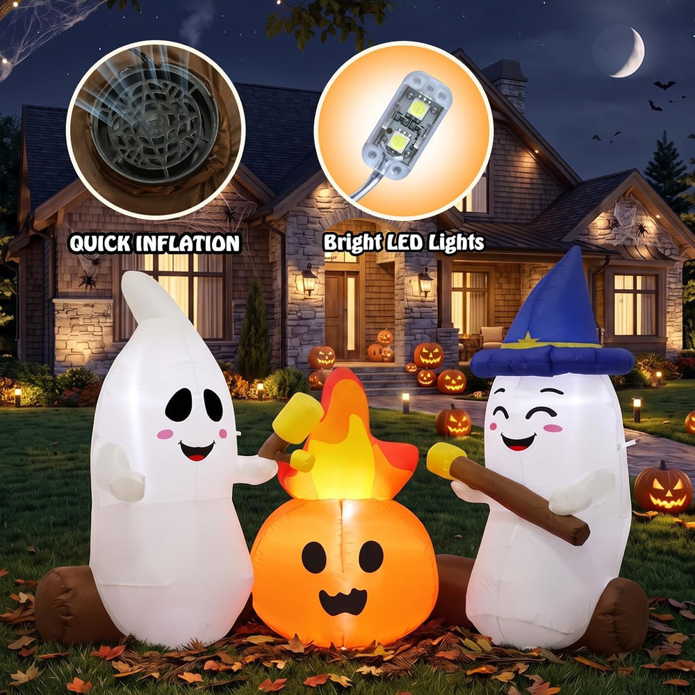 6FT Halloween Inflatables Ghosts Outdoor Cute Blow ups Yard Decorations for G...