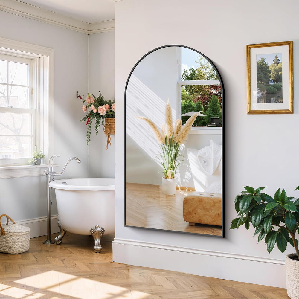 CIRCUMI Arched Wall Mirror, 30"x50" Black Arched Mirror for Bathroom