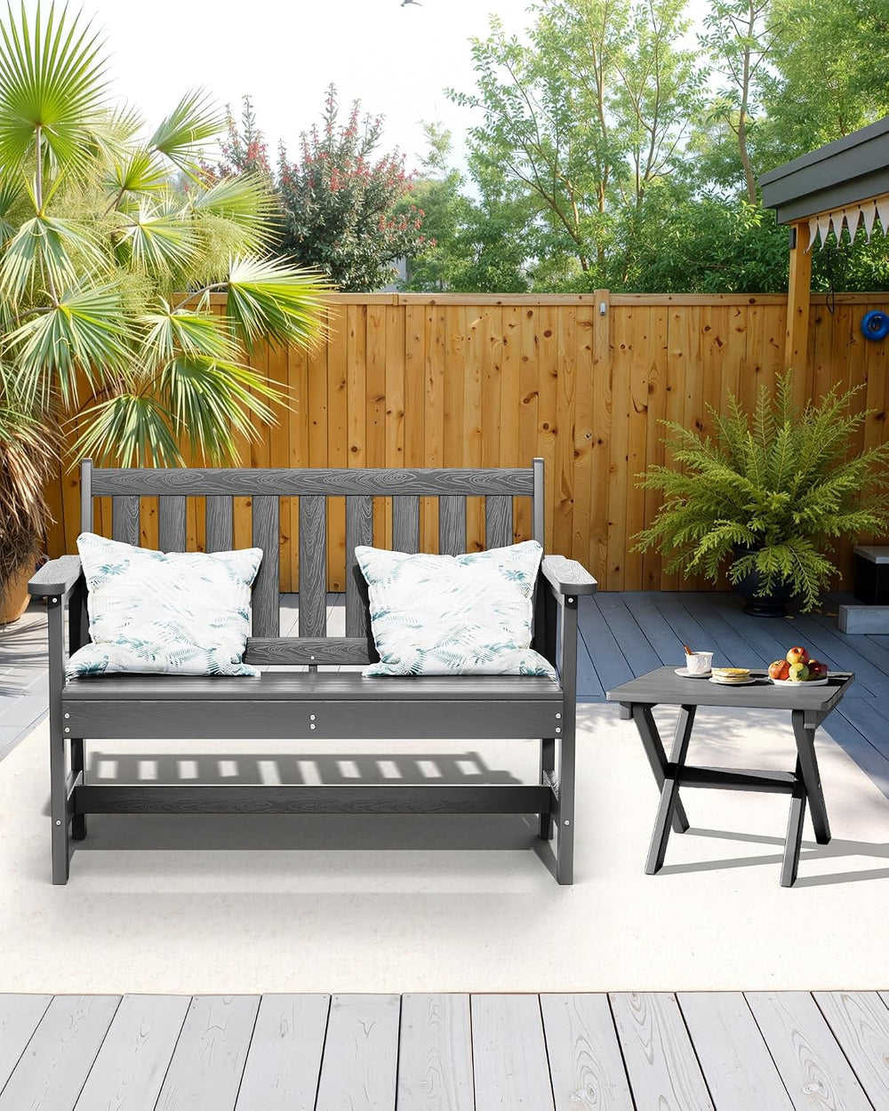 SERWALL Small Folding Outdoor Side Table Set of 4, Gray