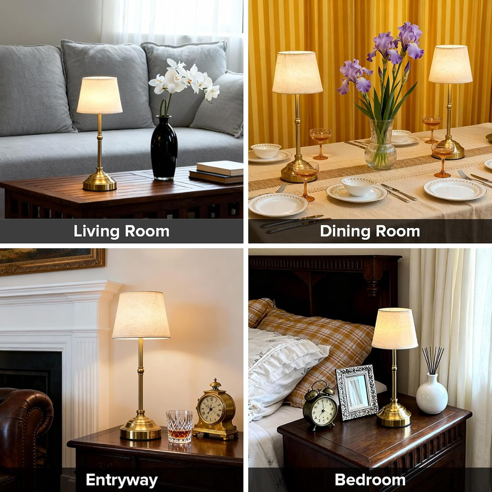 2 Pack Cordless Table Lamp, Rechargeable Desk Lamp with Fabric Shade, Battery...