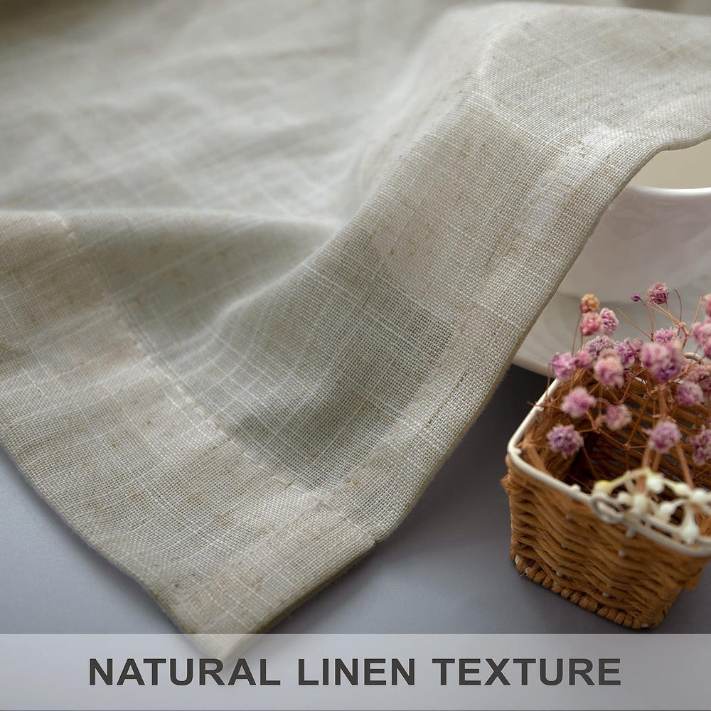 Flax Linen Curtains 96 Inches Long for Bedroom 2 Panels Back Tab Pocket Primi...