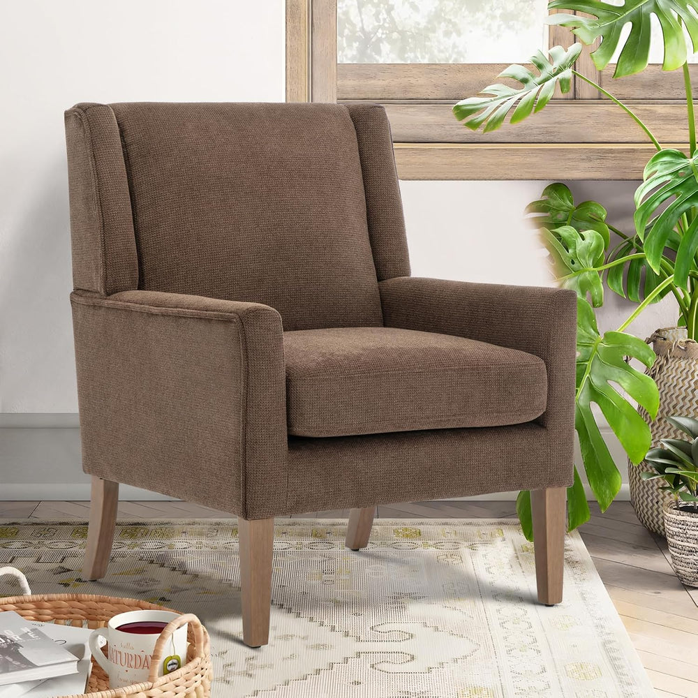 COLAMY Modern Wingback Living Room Chair, Upholstered Fabric Accent Armchair,...
