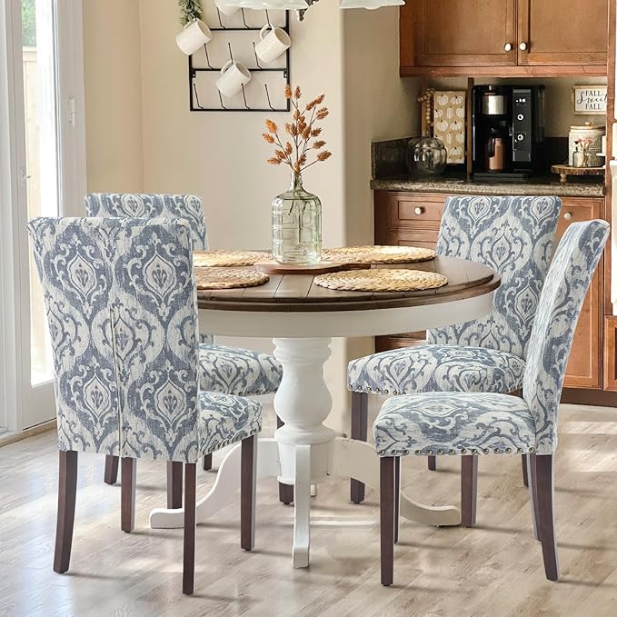 COLAMY Upholstered Parsons Dining Chairs Set of 6, Fabric Dining Room Kitchen...
