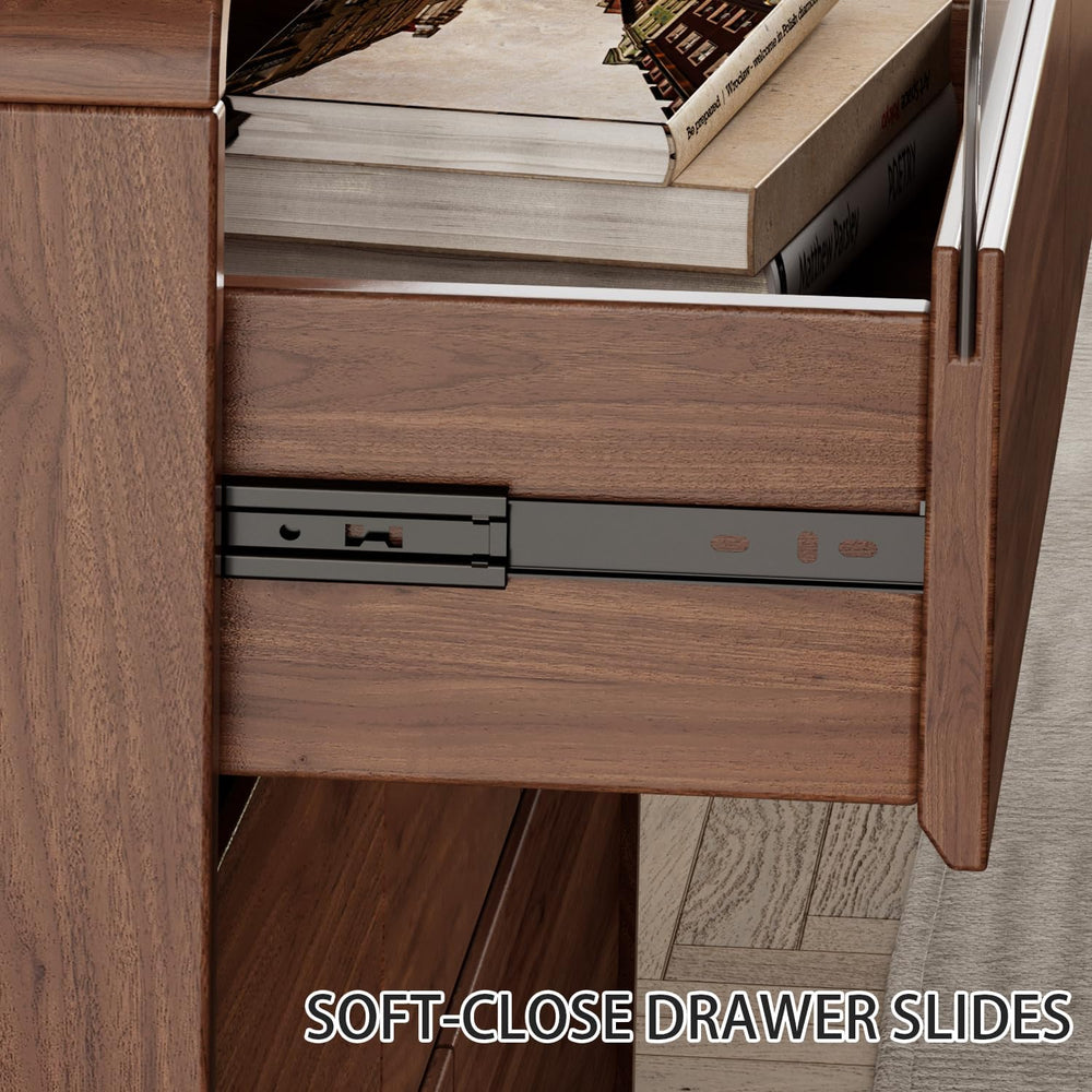 Ieejdn 47.2" Dresser with 6 Drawer, Wide Dresser with Recessed Glass Dis...