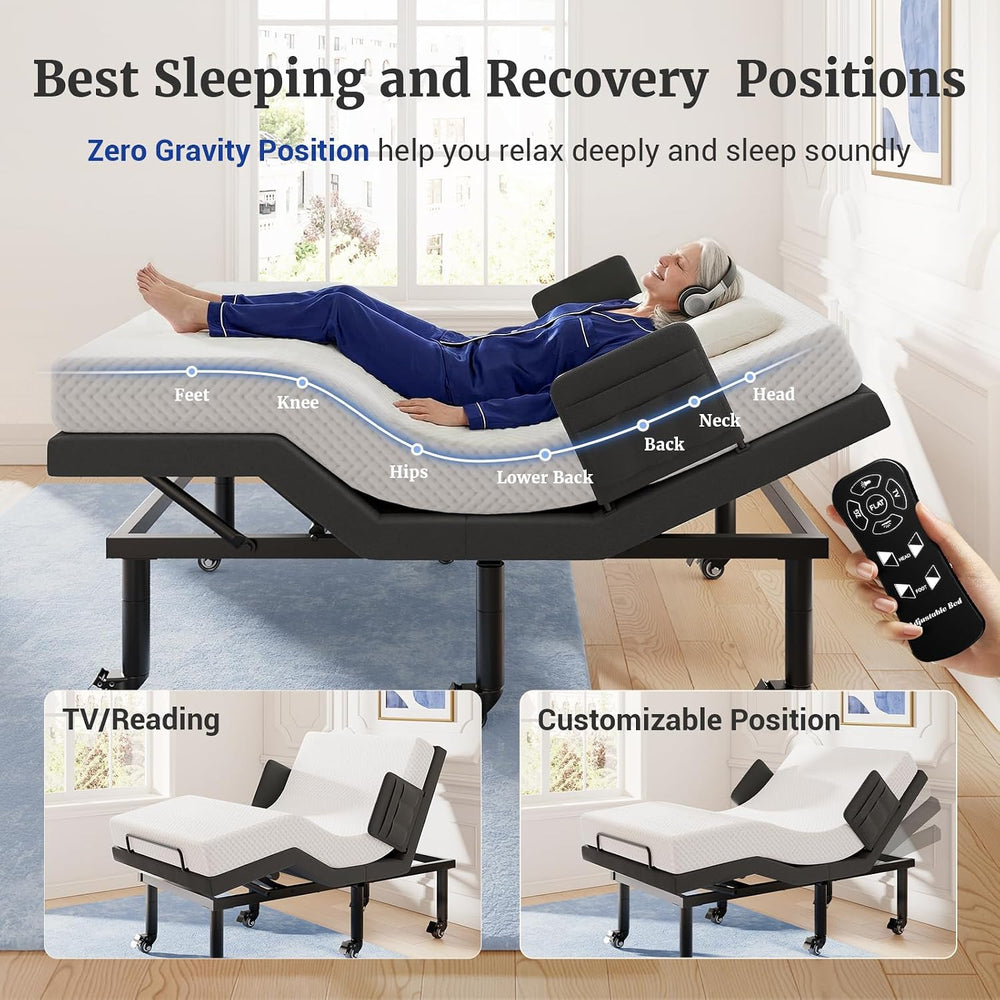 Tami Tami T500 Twin XL Adjustable Bed Frame, Adjustable Base with Head&Fo...