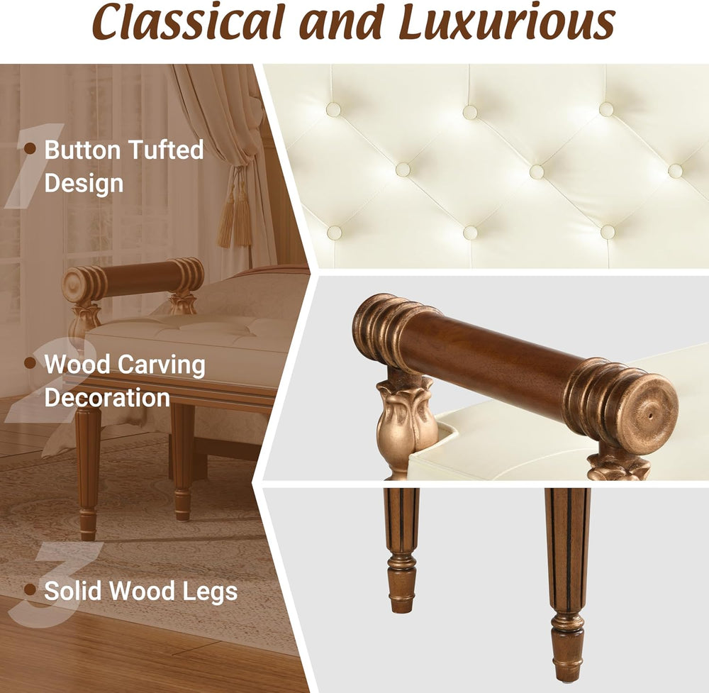 Christopher Knight Home Yae Luxurious PU Leather Upholstered End of Bed Ottom...