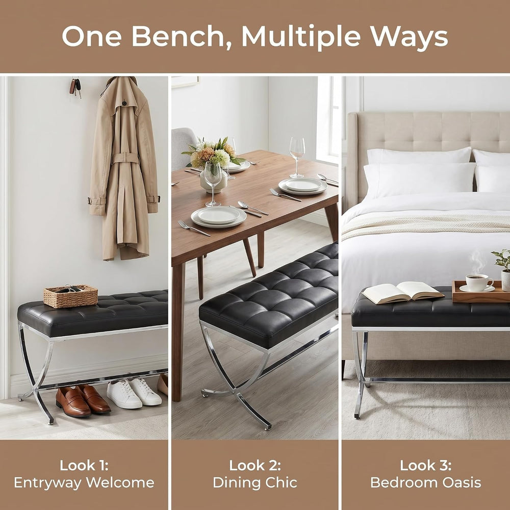 DUOMAY Modern Tufted Ottoman Bench, 45.75" W x 16.5" D x 19.25"...