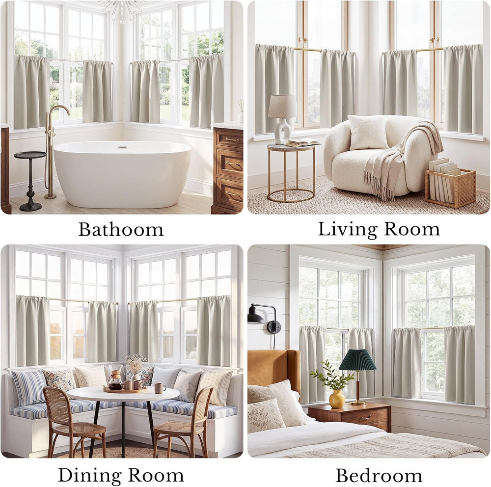 NICETOWN Natural Short Blackout Cafe Curtains 36 Inches Long 4 Panel Sets