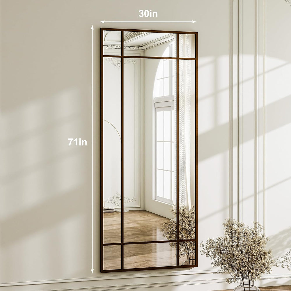HARRITPURE Windowpane Full Length Mirror, 71"x30" Floor Mirror, Bronze