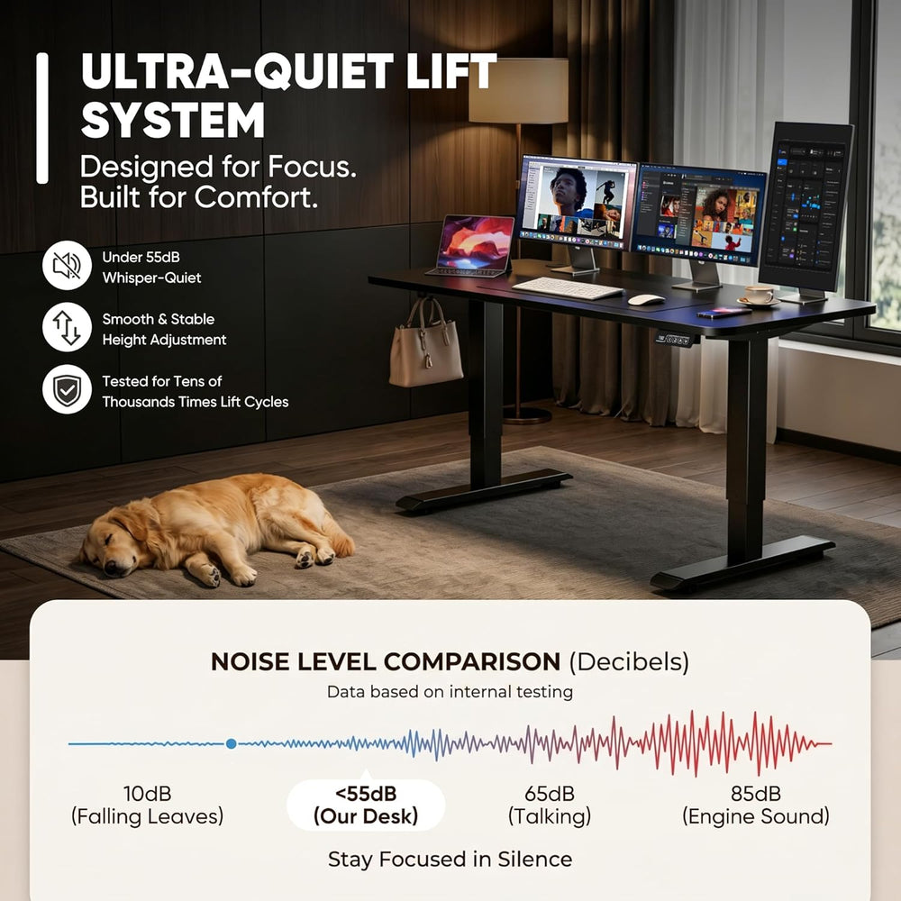 Furmax 55 x 24 Inches Electric Height Adjustable Standing Desk Large Sit Stan...