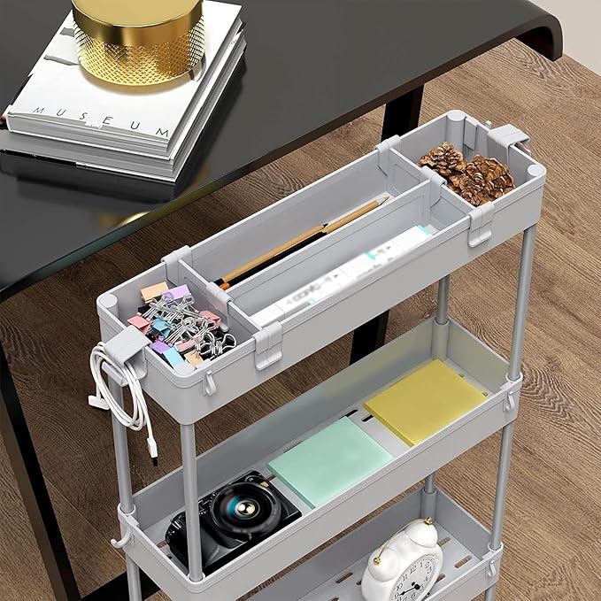 SPACELEAD 2-piece Set Slim Storage Cart 3 Tier, Bathroom Organizer Rolling