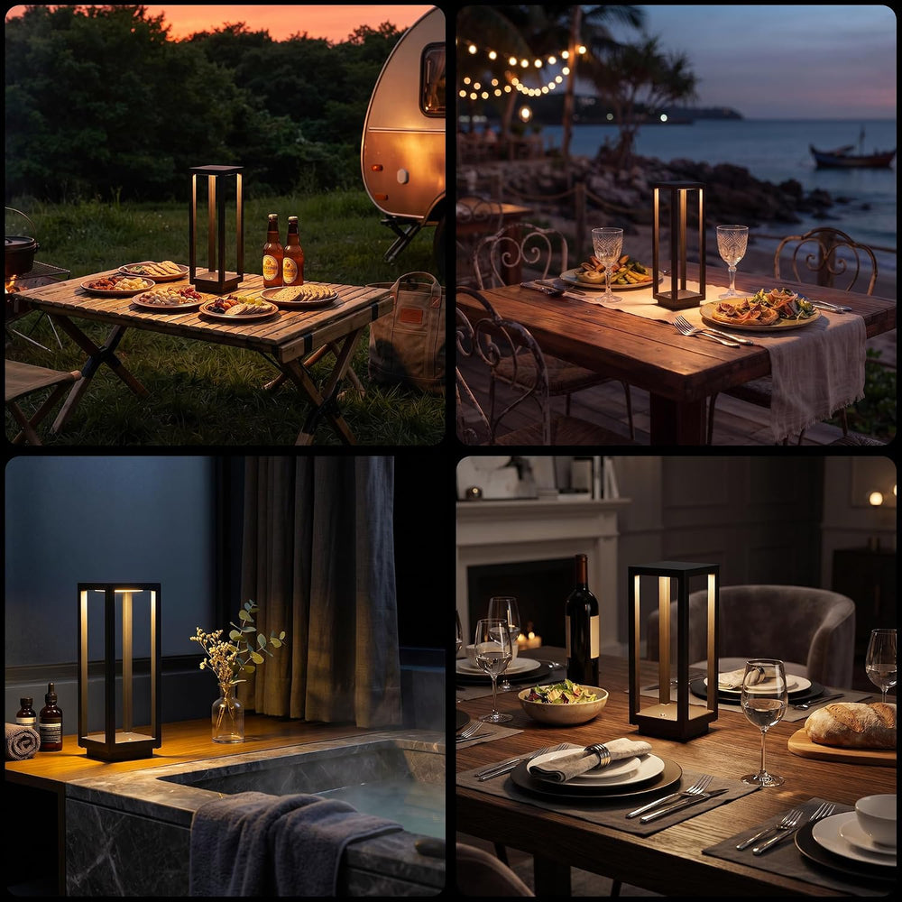 WIHTU 10" Rechargeable Outdoor Table Lamp Set of 2, Cordless Portable Light