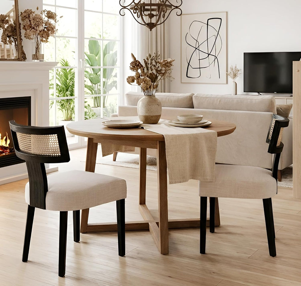 Upholstered Farmhouse Dining Chairs Set of 2 Mid Century Modern Dining Room C...