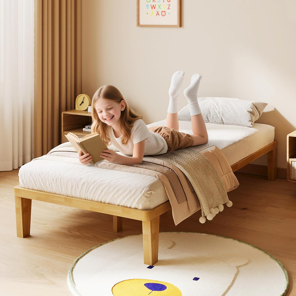 IOTXY Twin-XL Platform Bed Frame - 12" Solid Wood Mattress Foundation Base