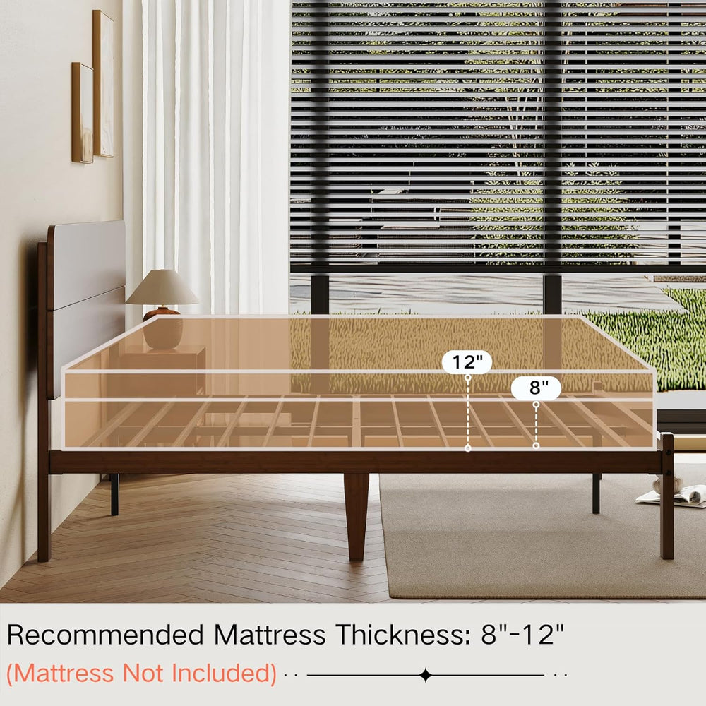Twin XL 18" Solid Bamboo Wood Bed Frames with Headboard