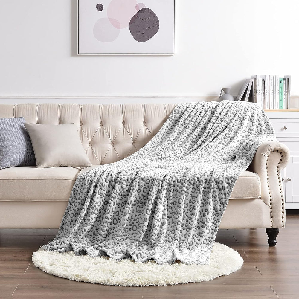 PLEASANT BOULEVARD | Leopard Throw Blanket Fleece, Premium Lightweight Cozy W...