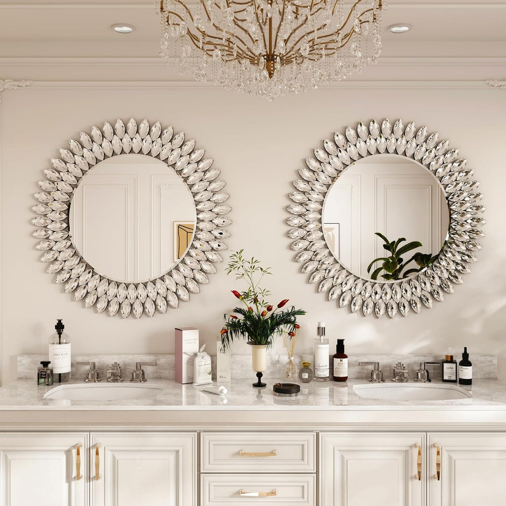 Kelly Miller 26" Jeweled Luxury Round Decorative Wall Mirror
