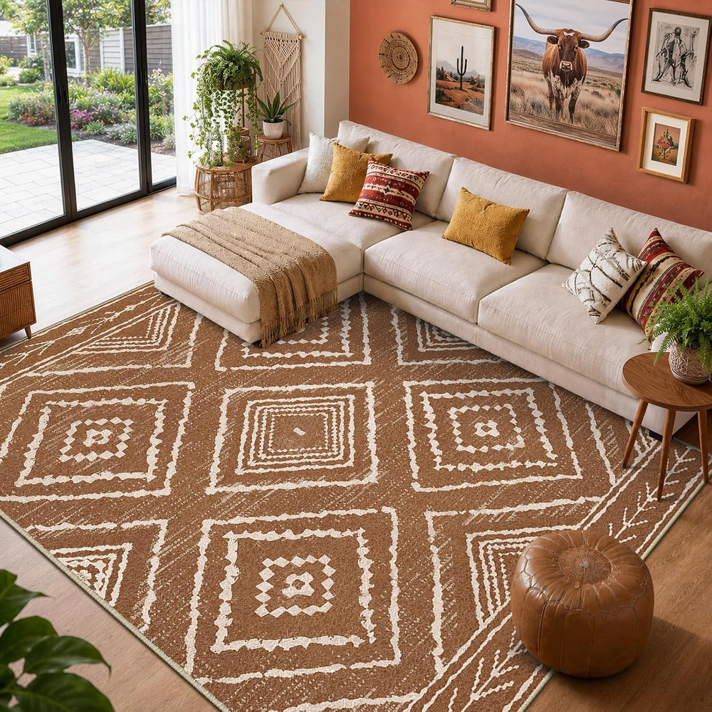 BESTSWEETIE Area Rug 9x12 Machine Washable Non-Slip Low Pile Print Pattern We...