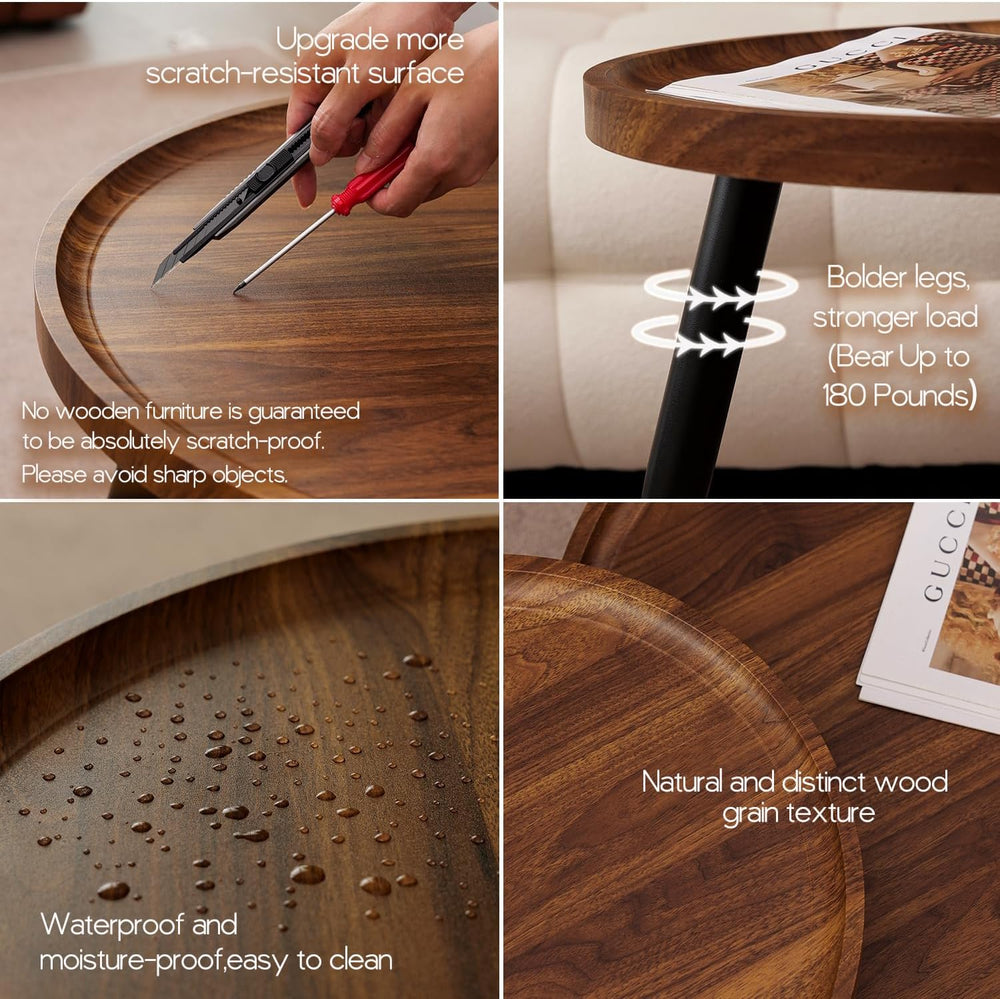 2 Pcs Mid Century Modern Coffee Table Round for Living Room,Easy Assembly Nes...