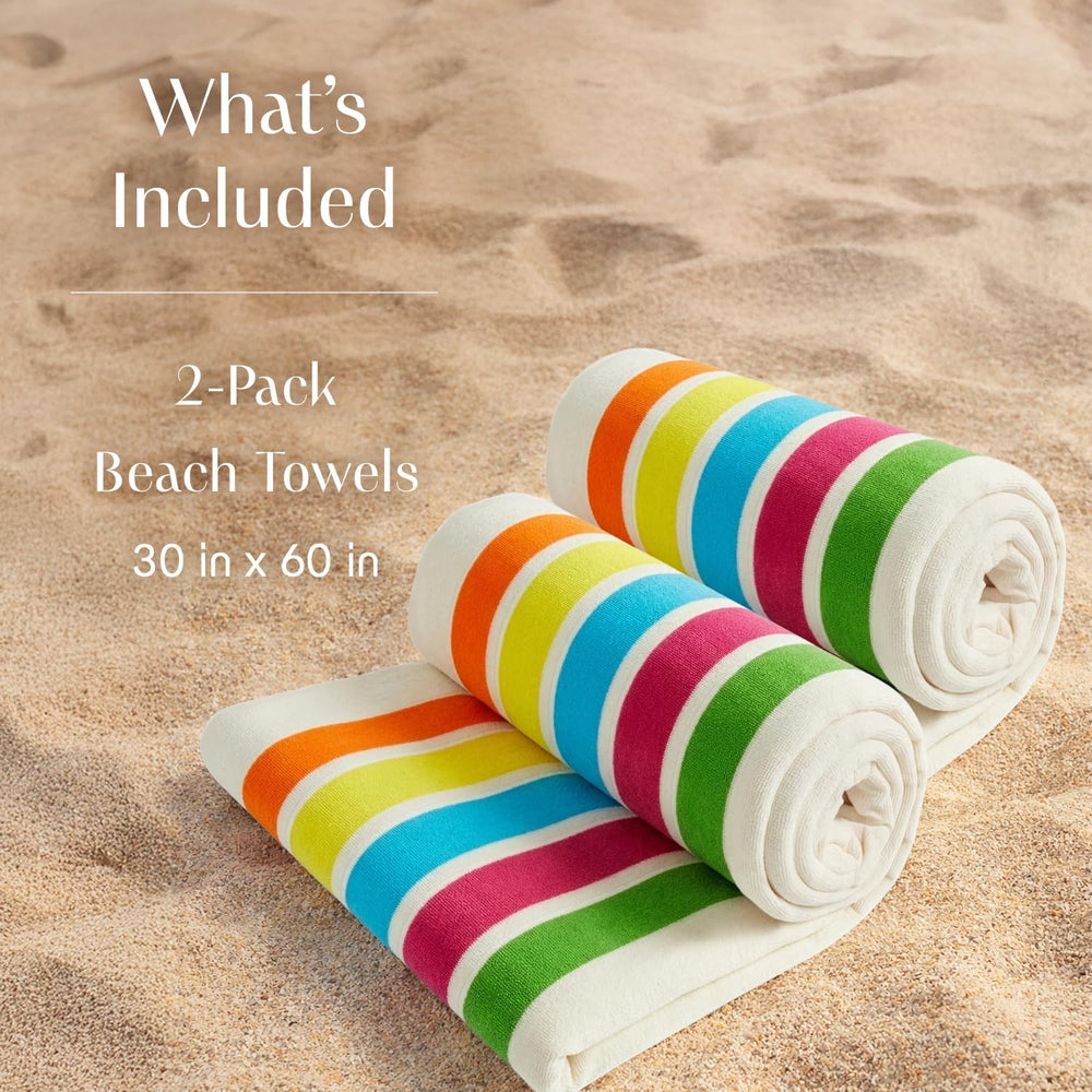 Loon & Lake Luxury Beach Towels Set of 2 - Retro Stripes | | 2 Pack 30&qu...
