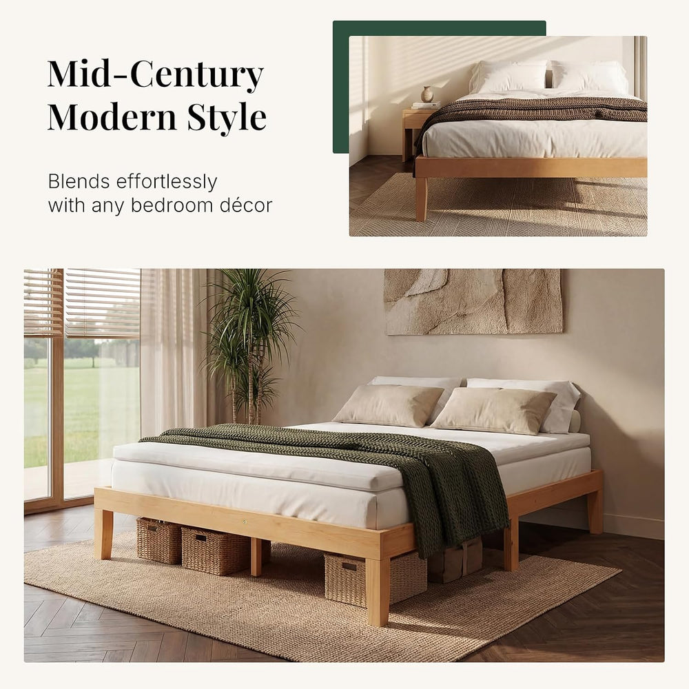 Sweetcrispy Full Size Bed Frames, 12 Inch Height Wood Platform Bed Frame