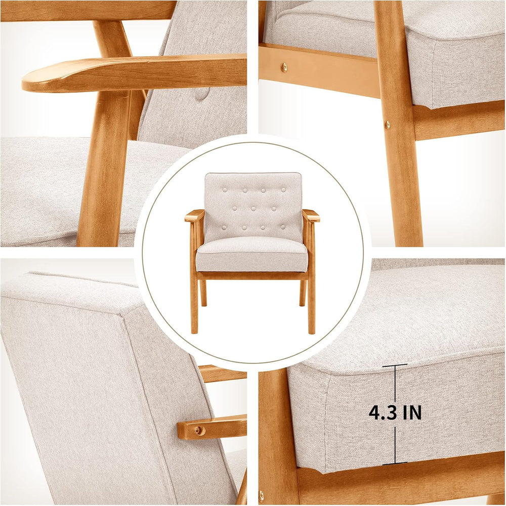 UNICOO® Mid-Century Retro Modern Accent Chairs, Solid Wood Armrest Lounge, Up...