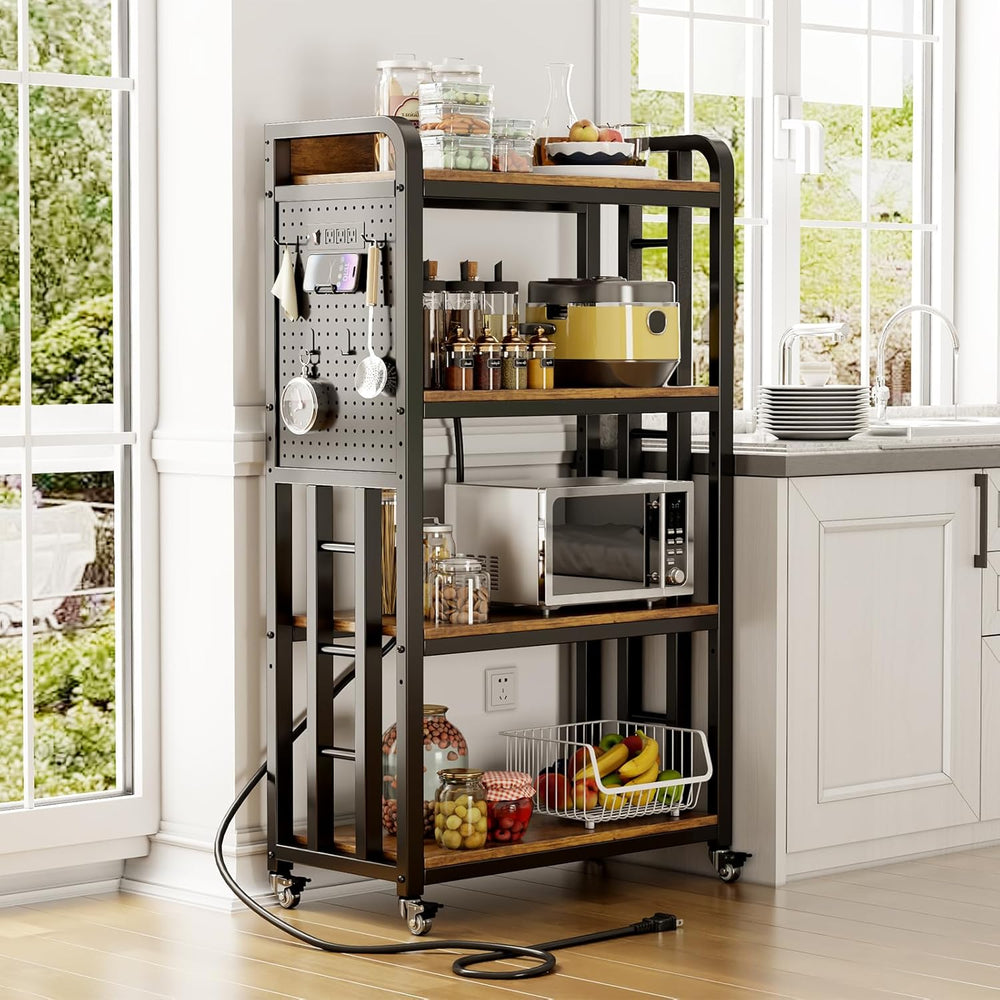 Bakers Rack with Power Outlet,bakers rack with storage,microwave cart | Micro...