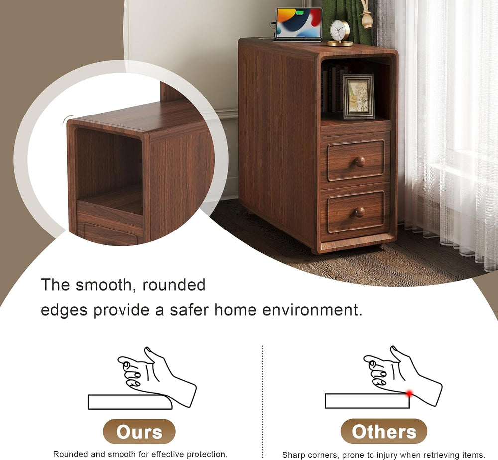 Tall Side Table Fully Assembled End Tables with Charging Station, 47 Inch Hig...