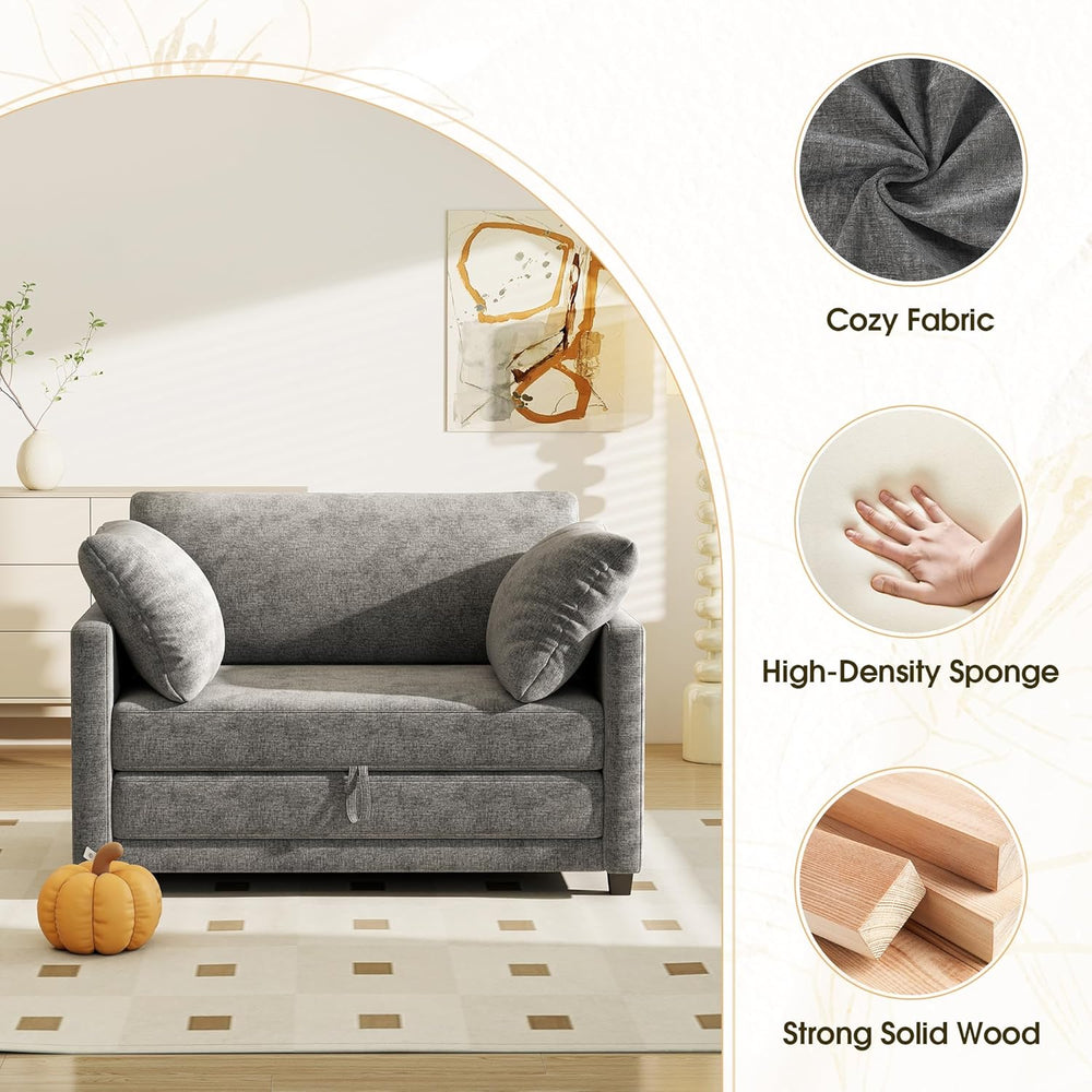 Myroyalsit 51" Convertible Sofa Bed, 2 in1 Folding Sofa Bed, Loveseat Sl...