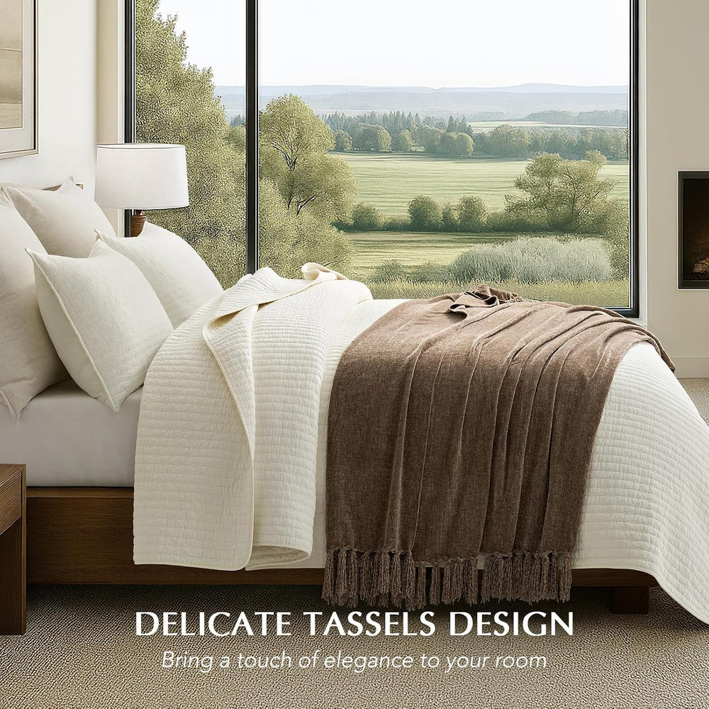 EverGrace Chenille Knit Throw Blanket for Couch, 60"x80", Mocha Brown