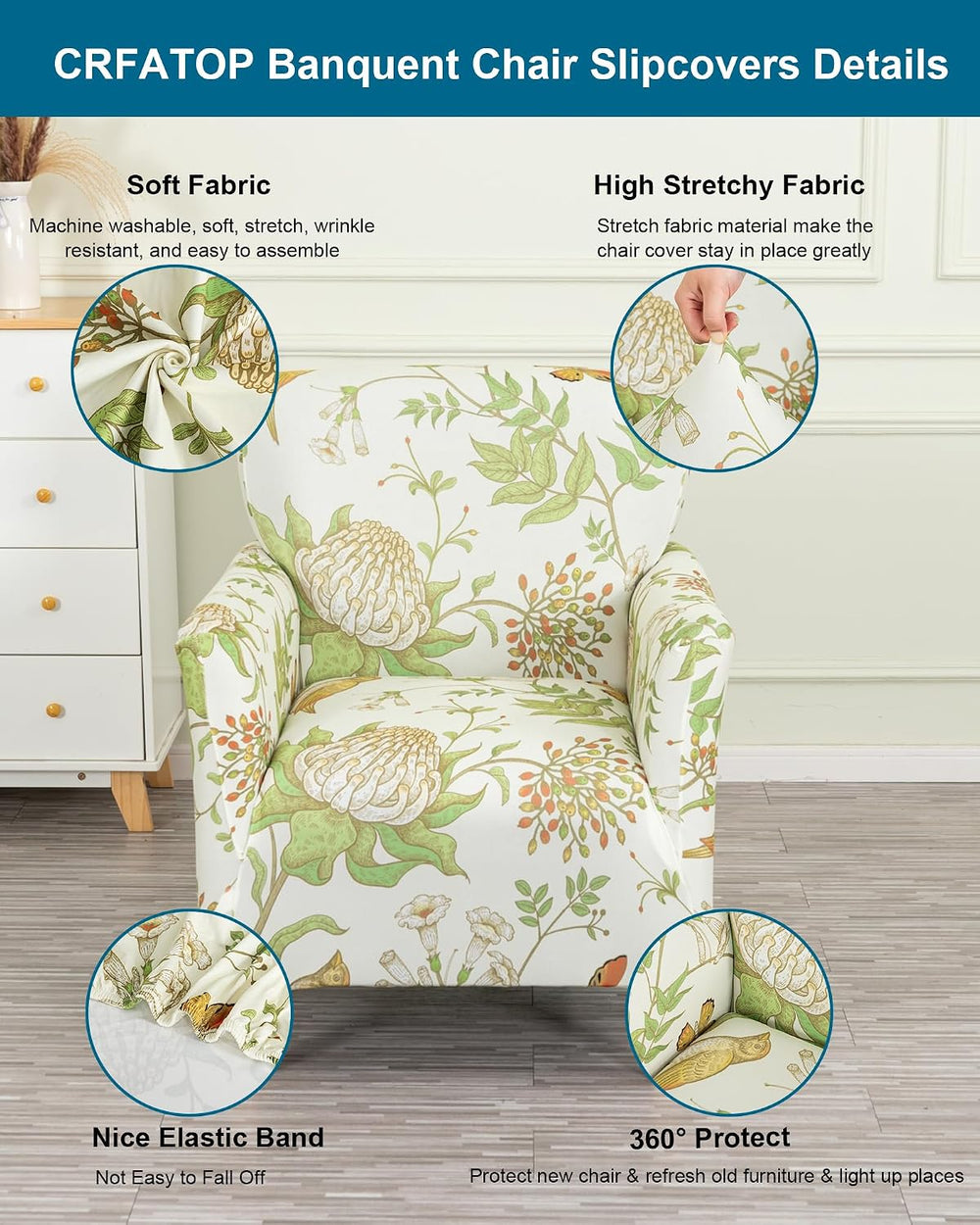 CRFATOP Stretch Accent Chair Covers for Living Room Office, with Arms,B56