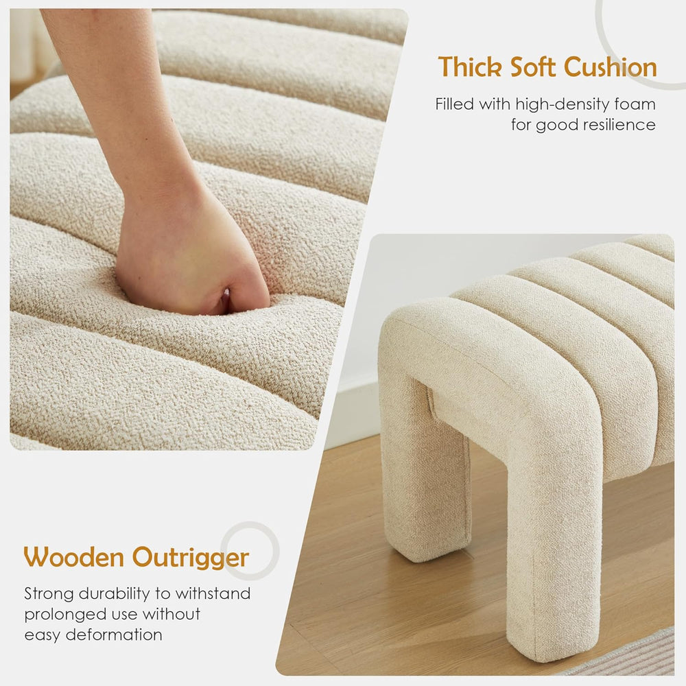 63" Bedroom Bench, Upholstered Entryway Bench, Modern End of Bed Ottoman...