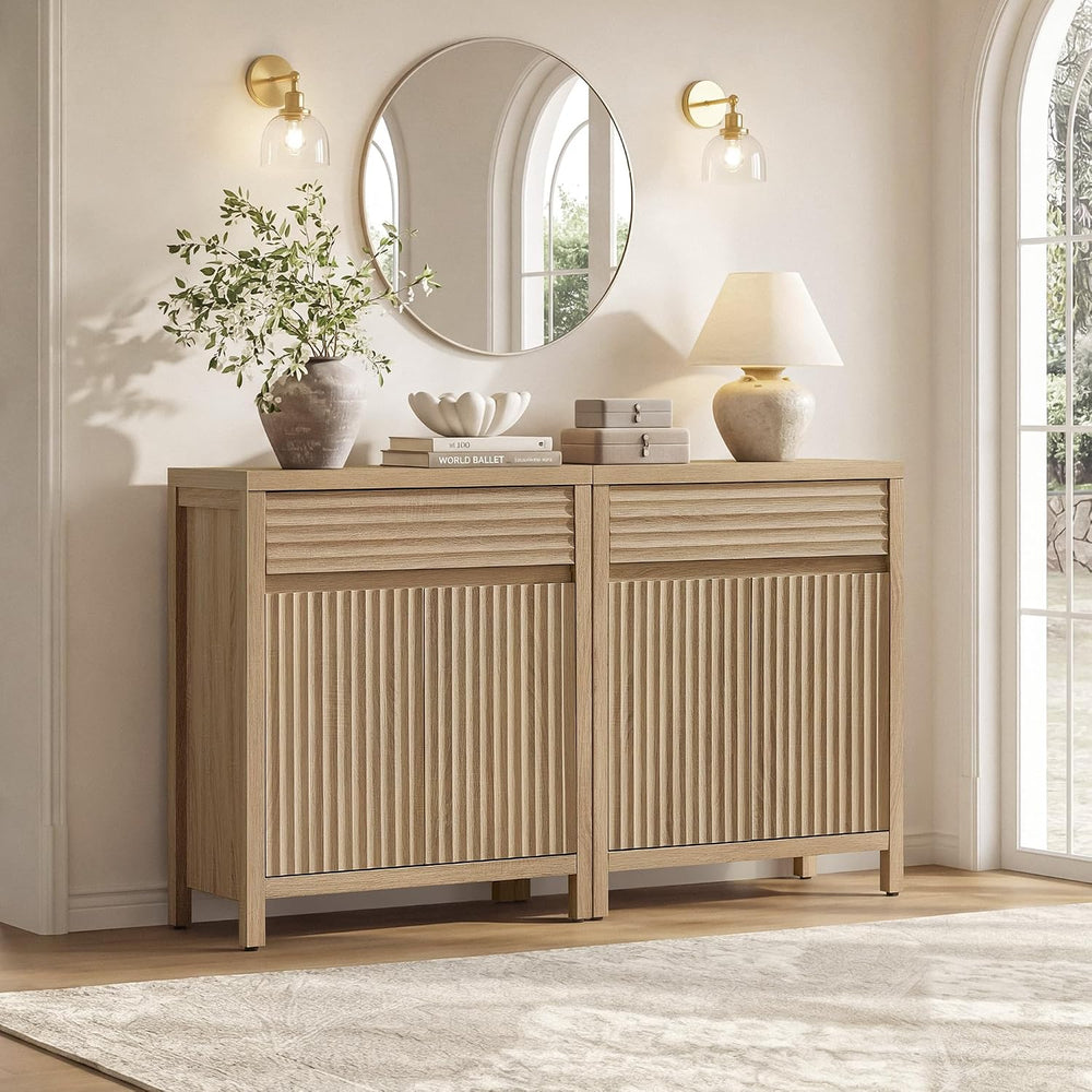 SICOTAS 29" Fluted Buffet Cabinet with Drawer, Modern Storage Cabinet | ...