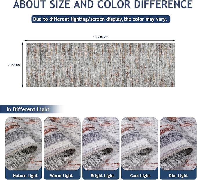 Washable Runner Rugs 3x10 Abstract Kitchen Runner Rug Non Slip Backing