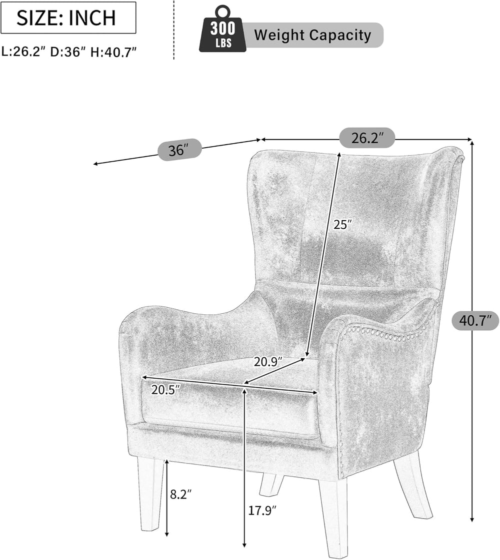 Merax 2Pcs High Wingback Accent Chair with Linen Upholstery, Mid-Century Mode...