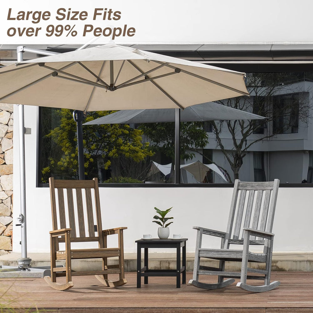 Oversized Outdoor Rocking Chair, Porch Rocker with High Back, Brown | HDPE Pa...