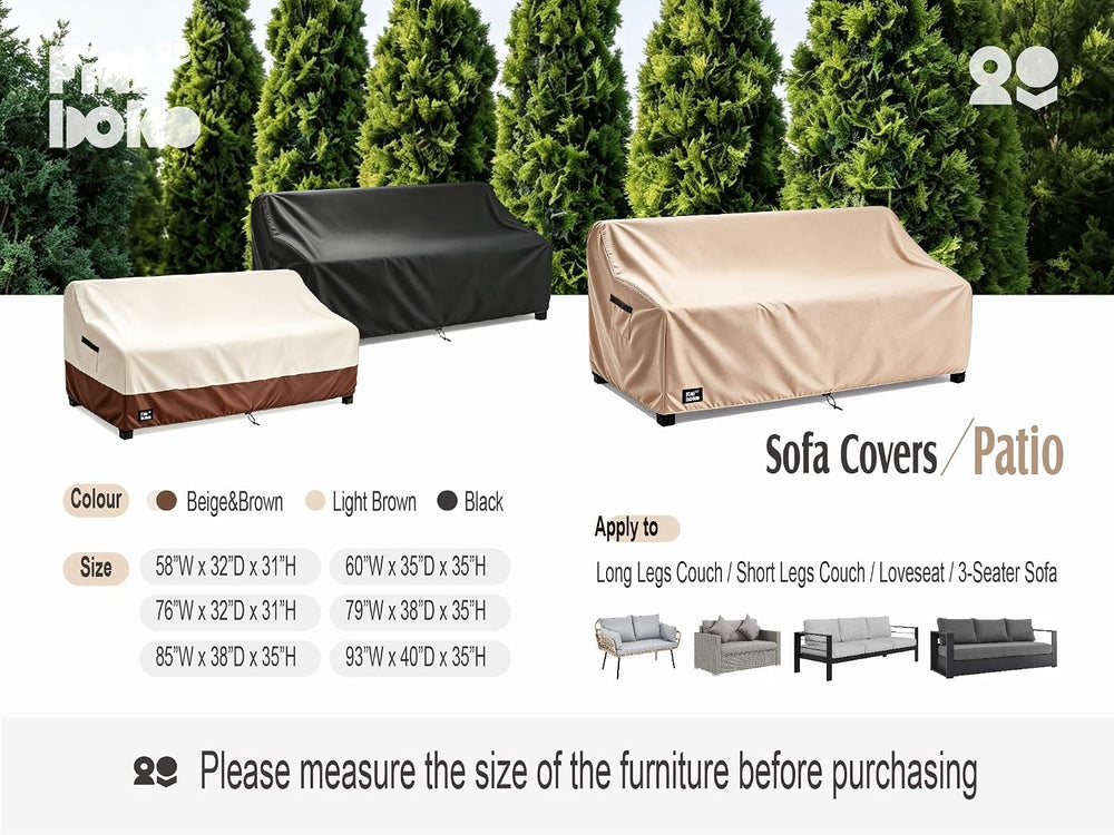 3-Seater Outdoor Sofa Cover, 85Wx38Dx35H inches Outdoor Furniture Covers Wate...
