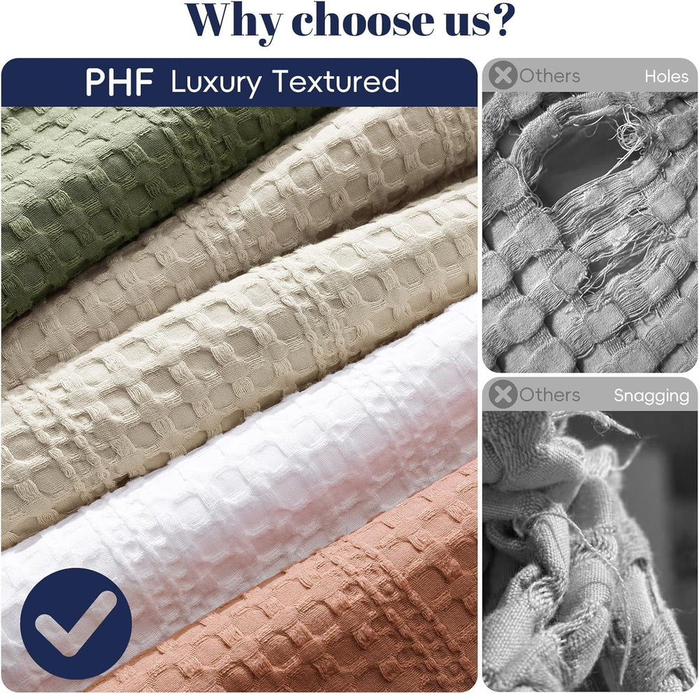 PHF Lightweight Waffle Weave Blanket Queen Size 90"x 90", Soft Wove...