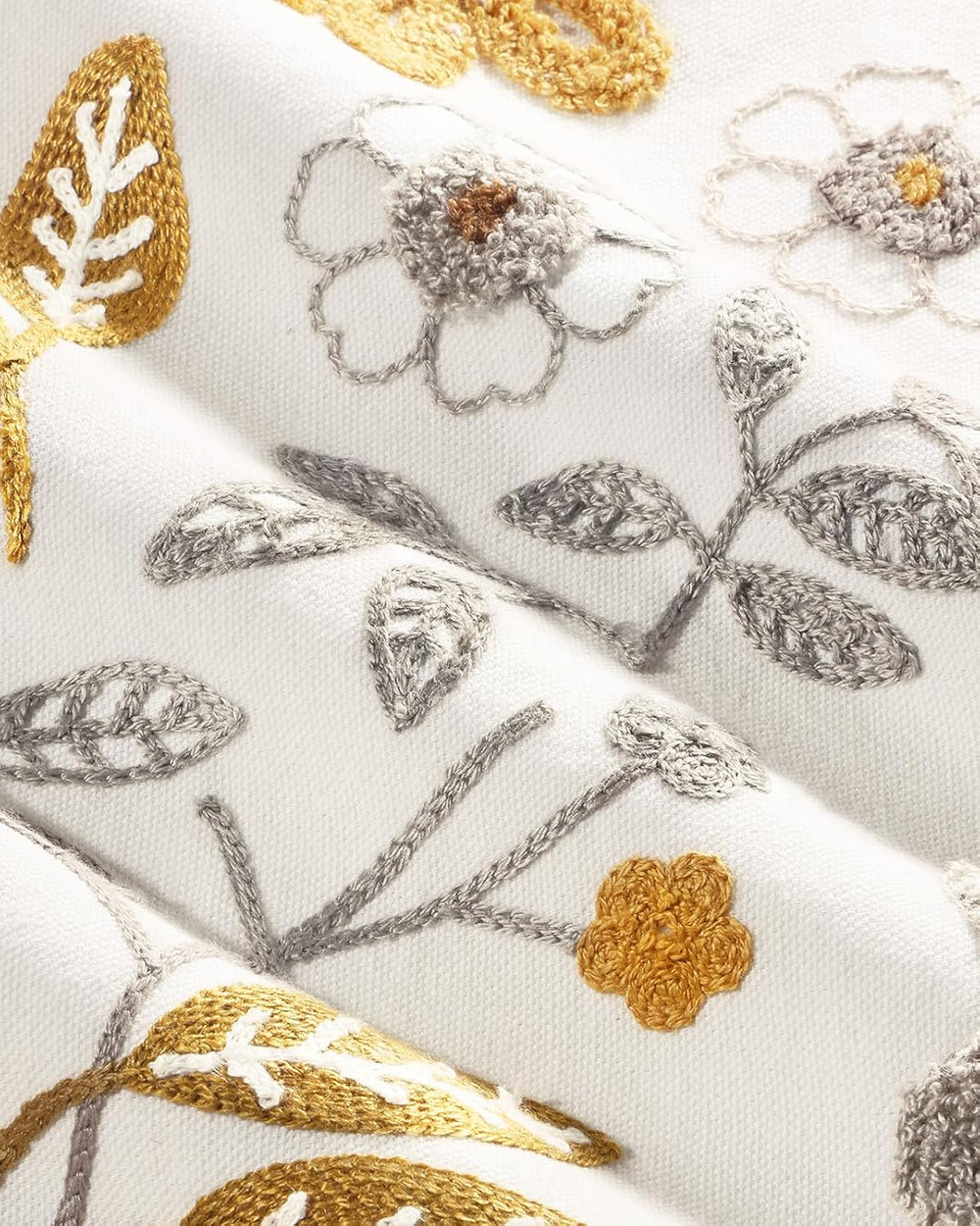 Fall Embroidered Throw Pillow Covers 18x18, Set of 2, Amber Blooms
