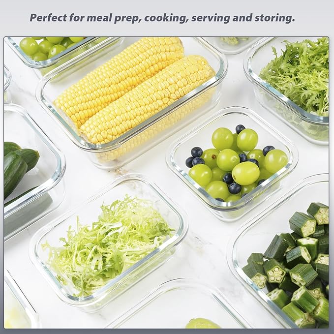 AILTEC 12 Pack Glass Food Storage Containers