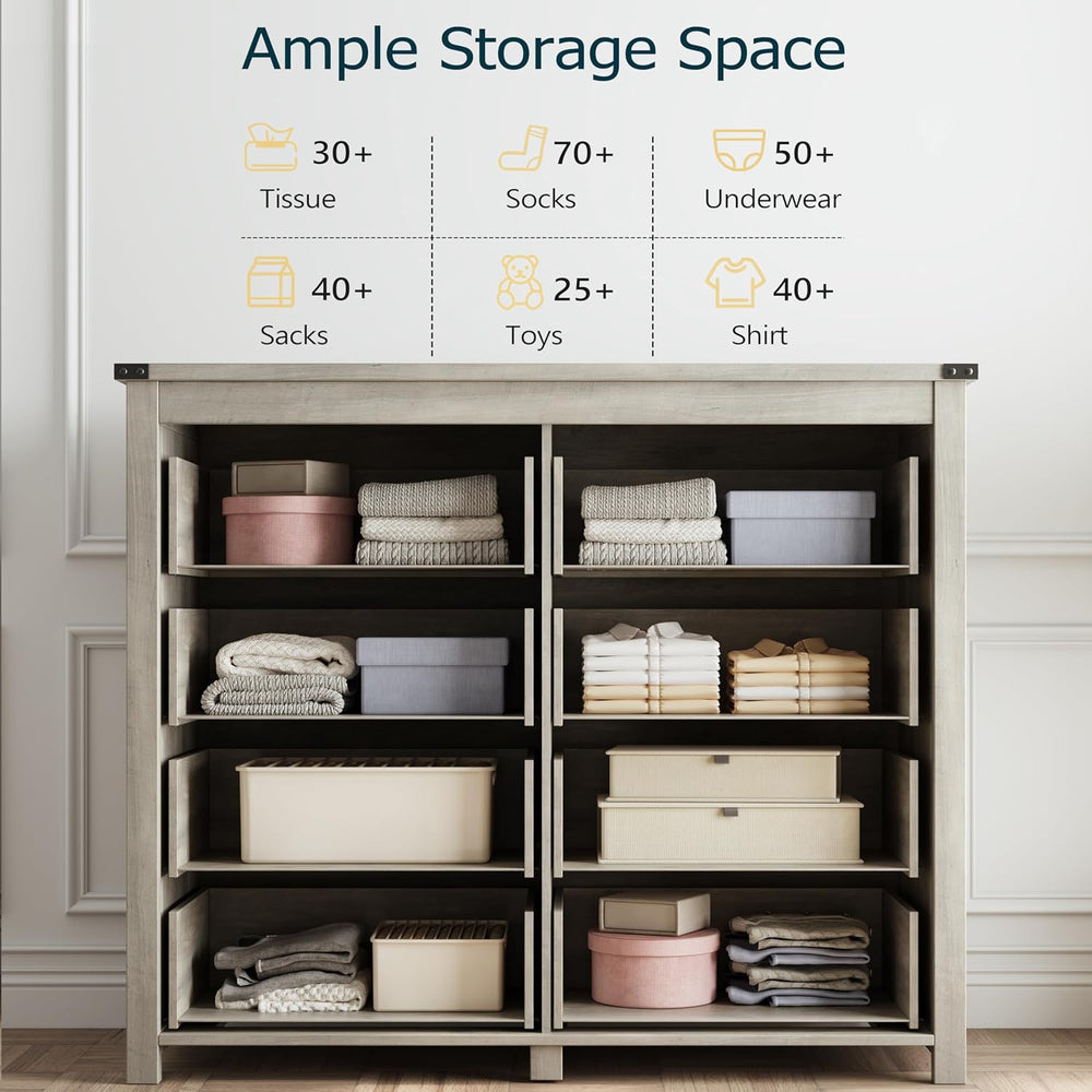 Grey Dresser for Bedroom with 8 Drawers, Wood Dressers Chest of Drawers with ...