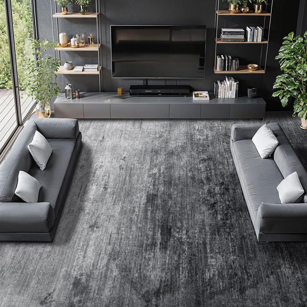 6x9 Washable Area Rug, Gray Solid Area Rugs for Living Room & Bedroom