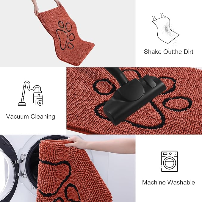 Smiry Dog Door Mat for Muddy Paws, Absorbent Dirt Trapper Non Slip Quick Dry