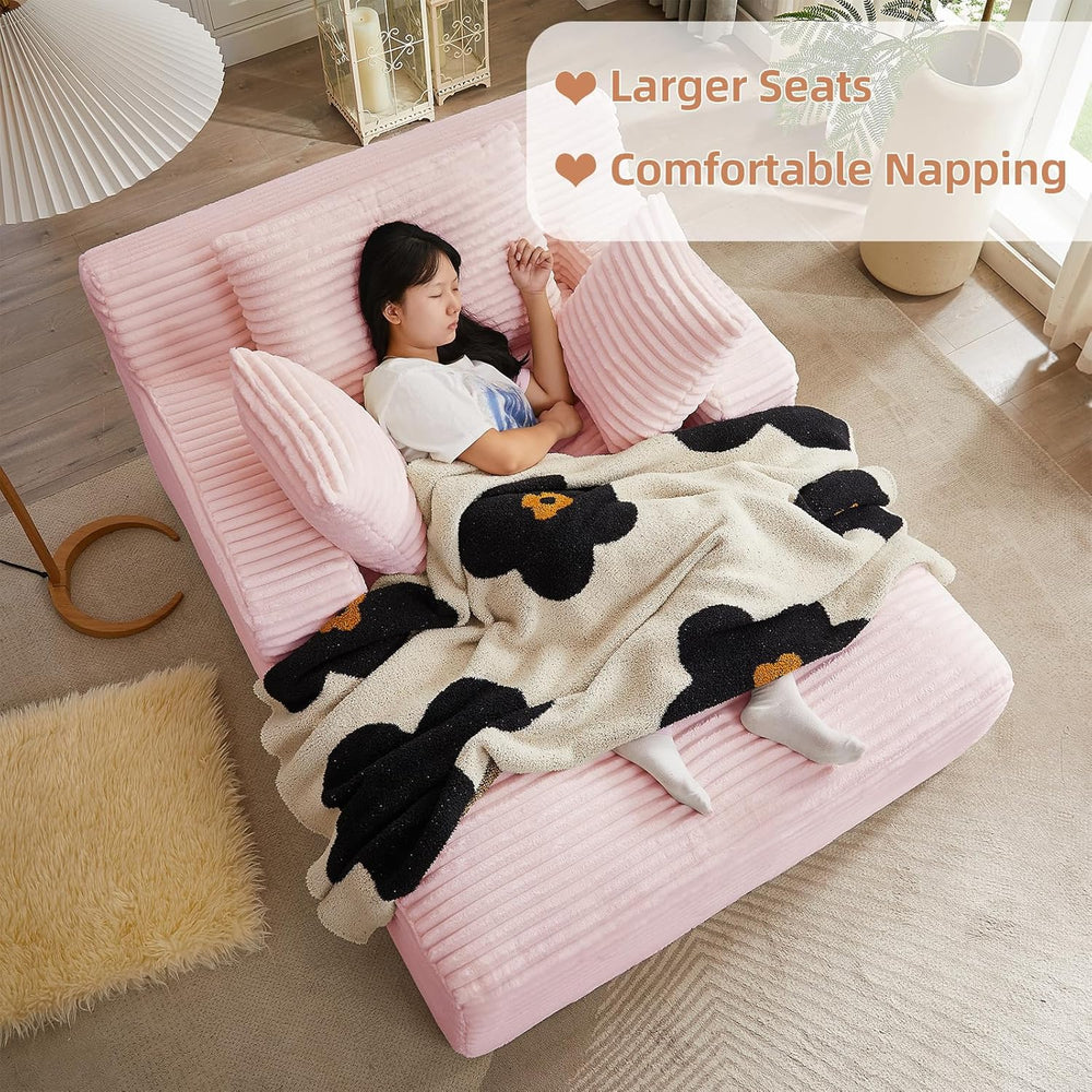 Oversized Chaise Lounge Chair Indoor Bedroom, Comfy Corduroy Upholstered Sofa...