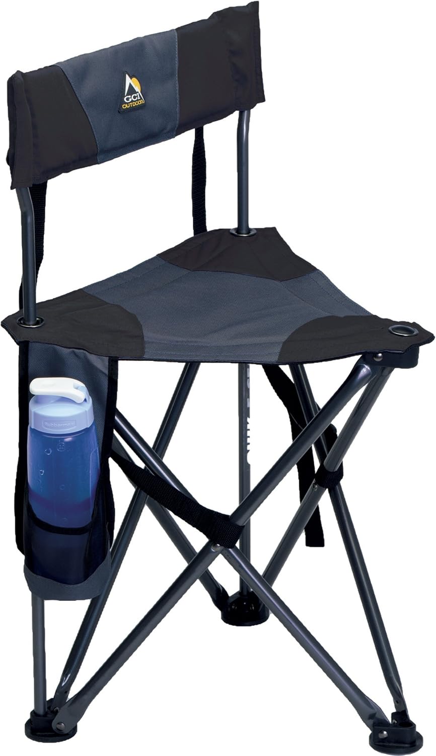 GCI Outdoor Quik-E-Seat | Portable, Folding Tripod Chair with Drink Holder an...