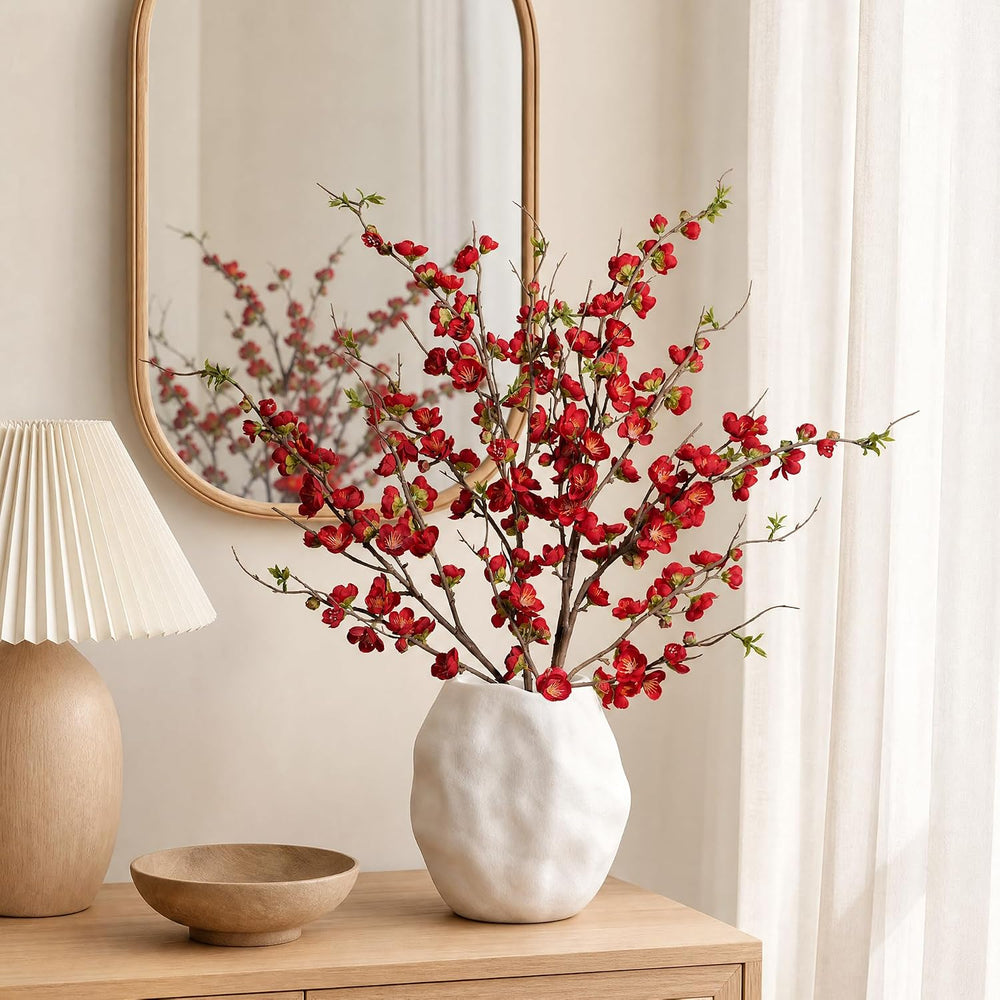 Artificial Cherry Blossom Branches Fake Plum Blossom 35.4''Fake Flowe...