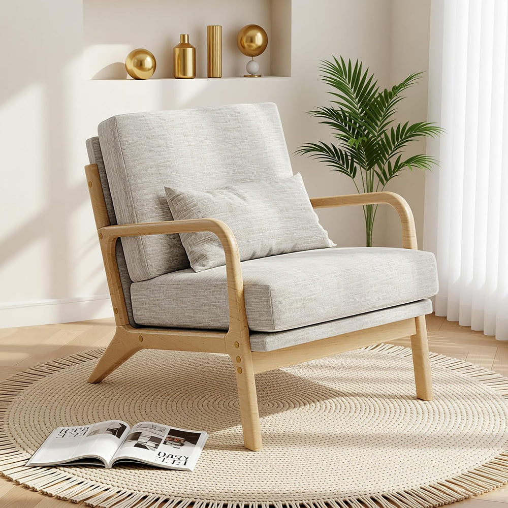 Claiks Mid-Century Modern Accent Chair, Living Room Armchair with Solid Wood ...