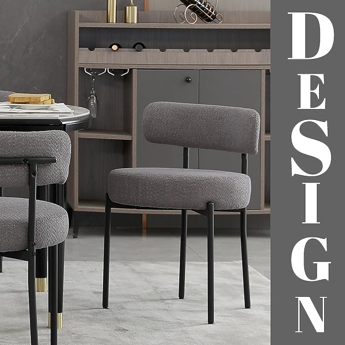 DYHOME Boucle Dining Chairs Set of 4, Upholstered Kitchen Dining Room Chairs,...